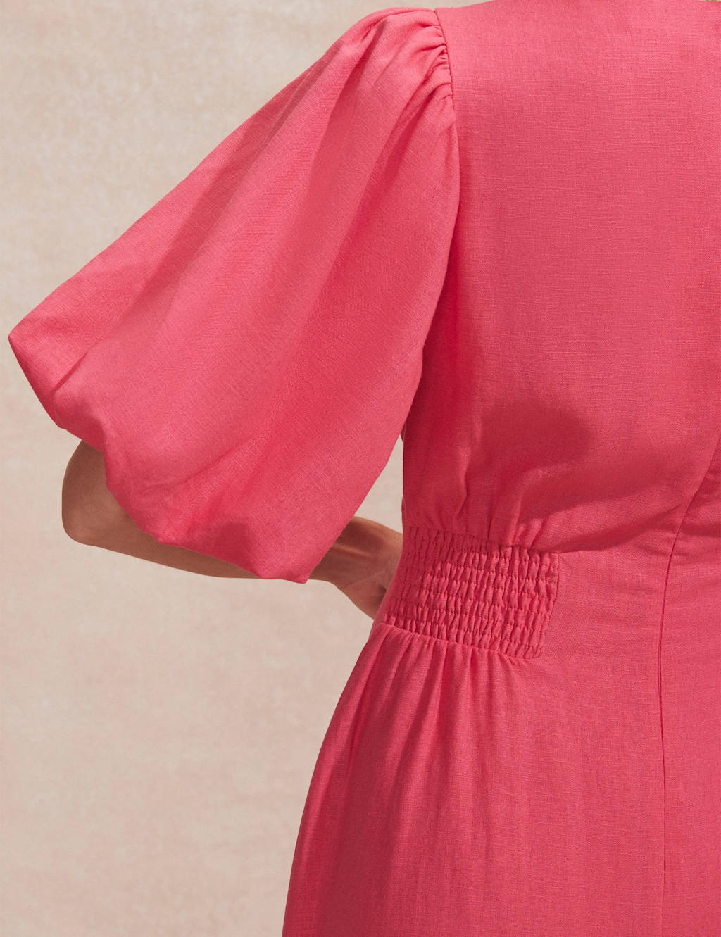 Linen Rich Pleated Midaxi Waisted Dress 5 of 5
