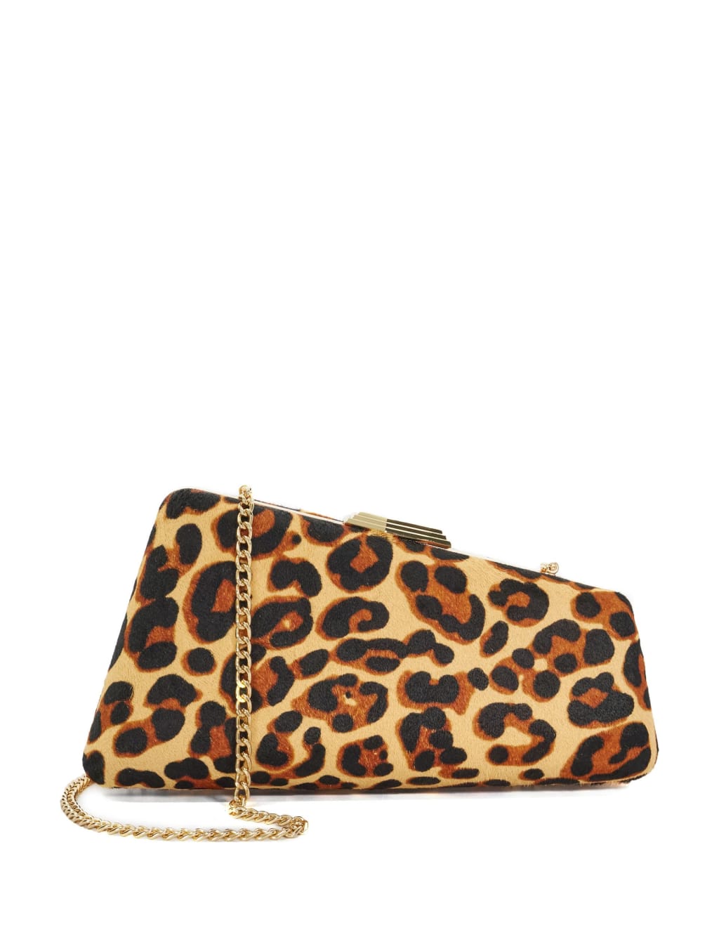 Leather Animal Print Asymmetric Clutch Bag Dune London M S