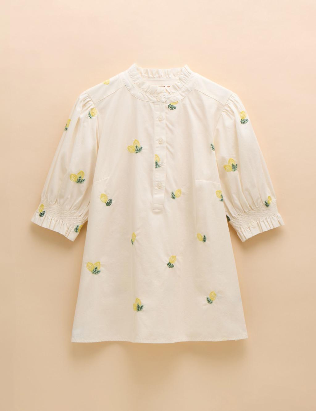 Pure Cotton Embroidered Puff Sleeve Blouse 2 of 6