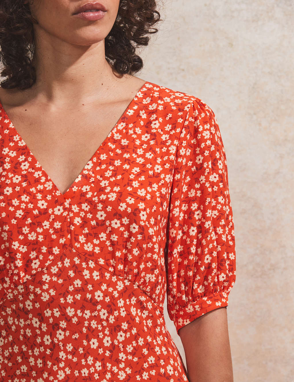 Ditsy Floral V-Neck Midaxi Tea Dress 3 of 3