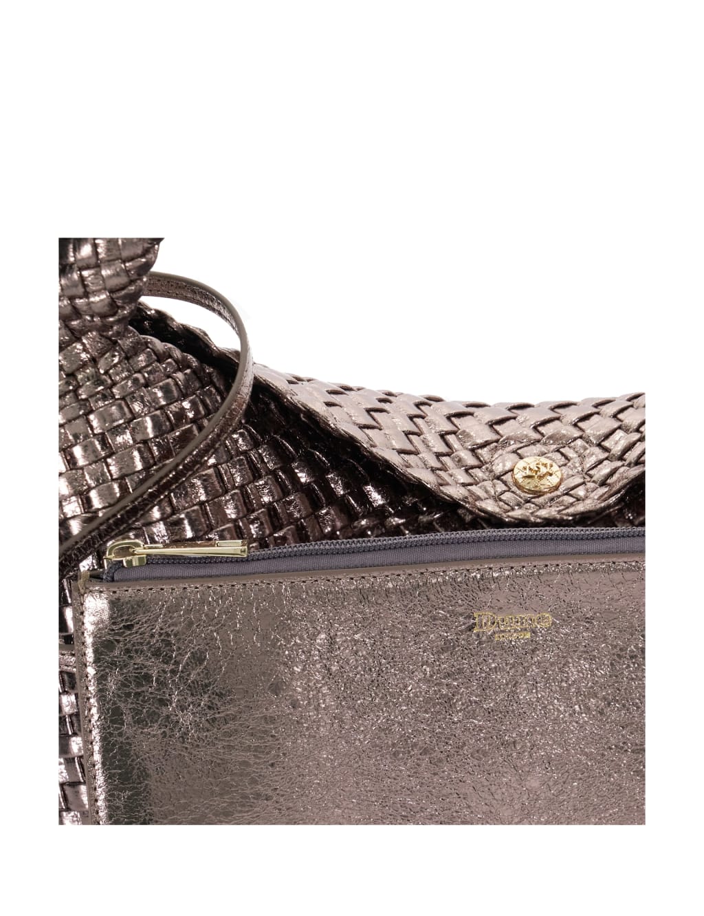 Metallic Woven Top Handle Shoulder Bag Dune London M S