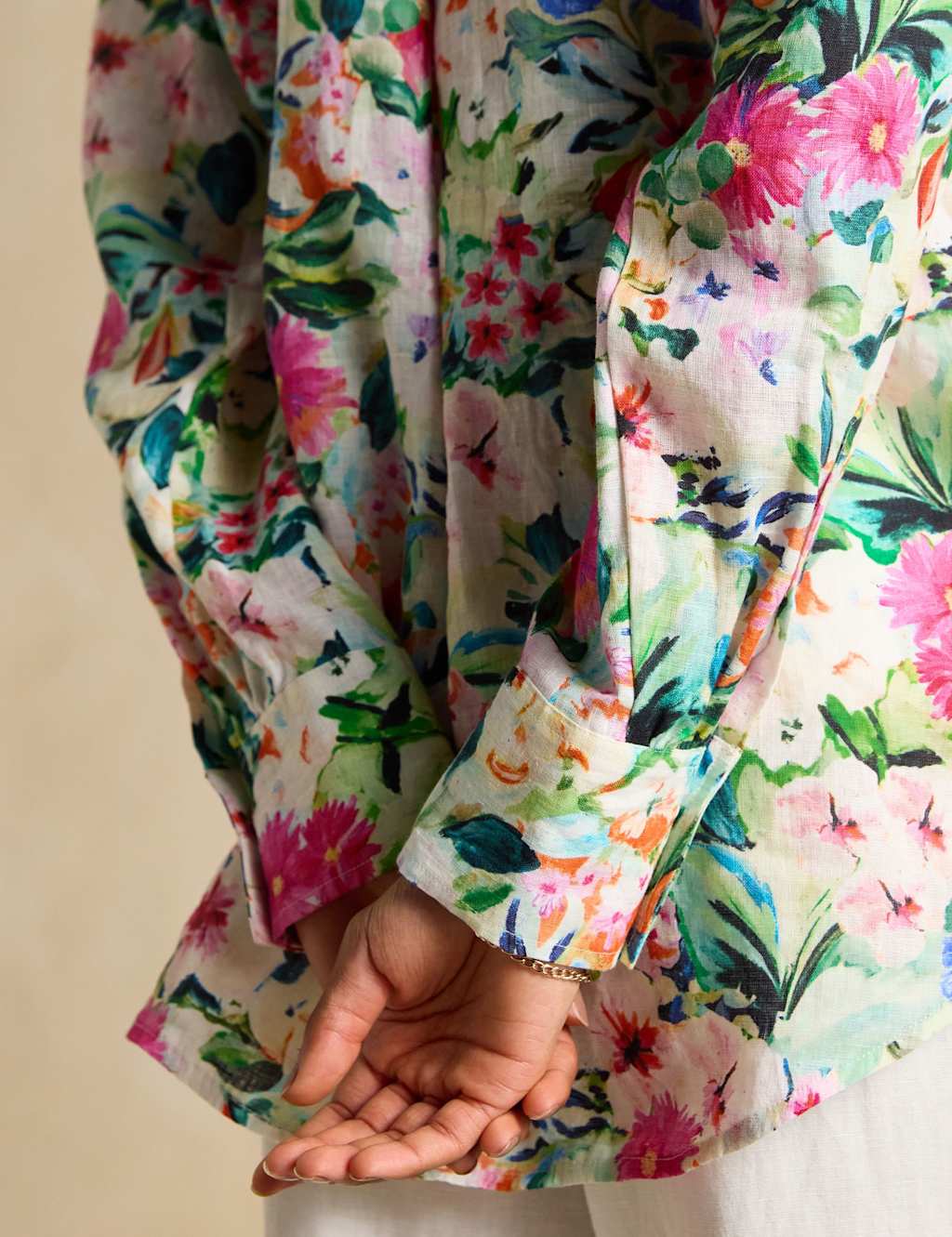 Pure Linen Floral Collared Shirt 6 of 6