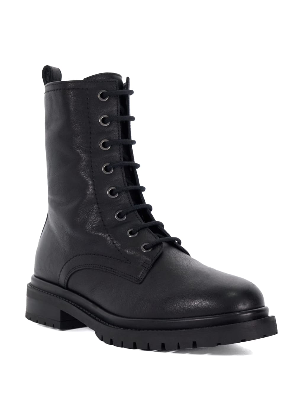 Leather Hiker Lace Up Block Heel Boots