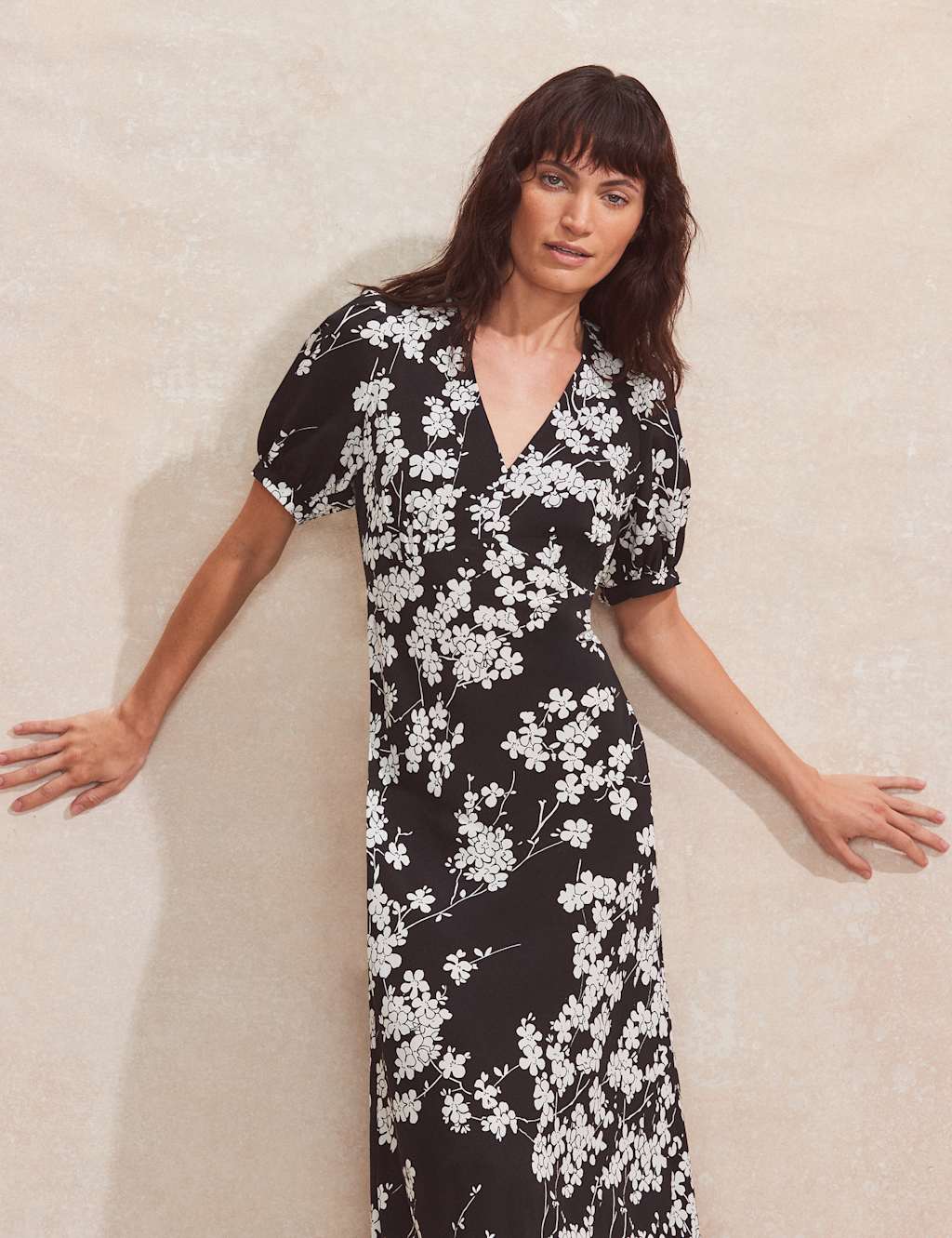 Ditsy Floral V-Neck Midaxi Tea Dress 3 of 4