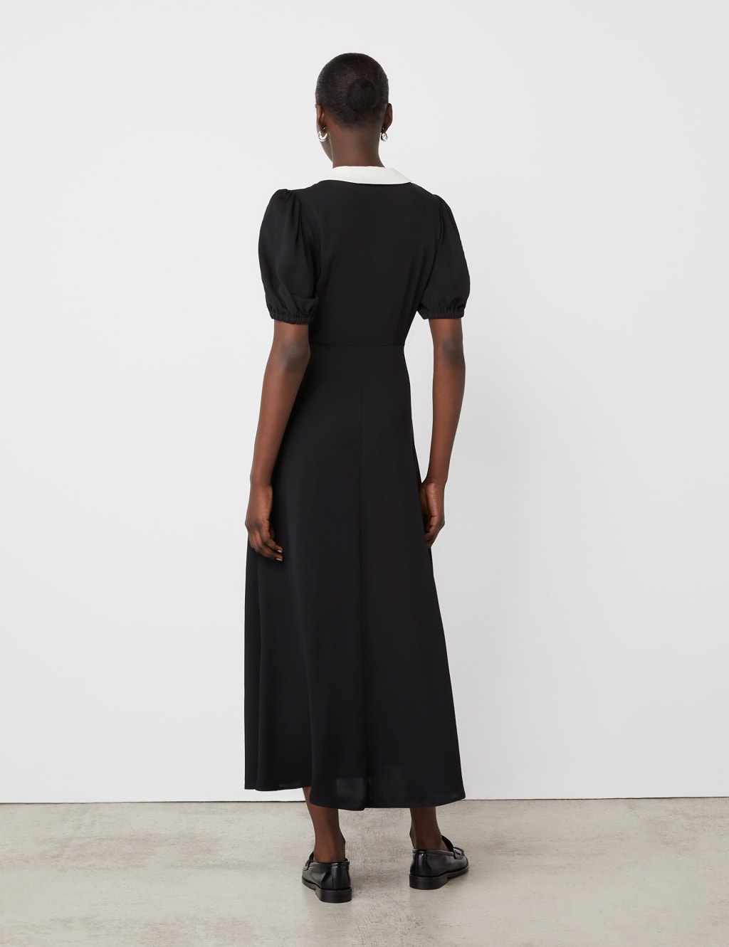 Crepe Collared Midi Tea Dress 3 of 4