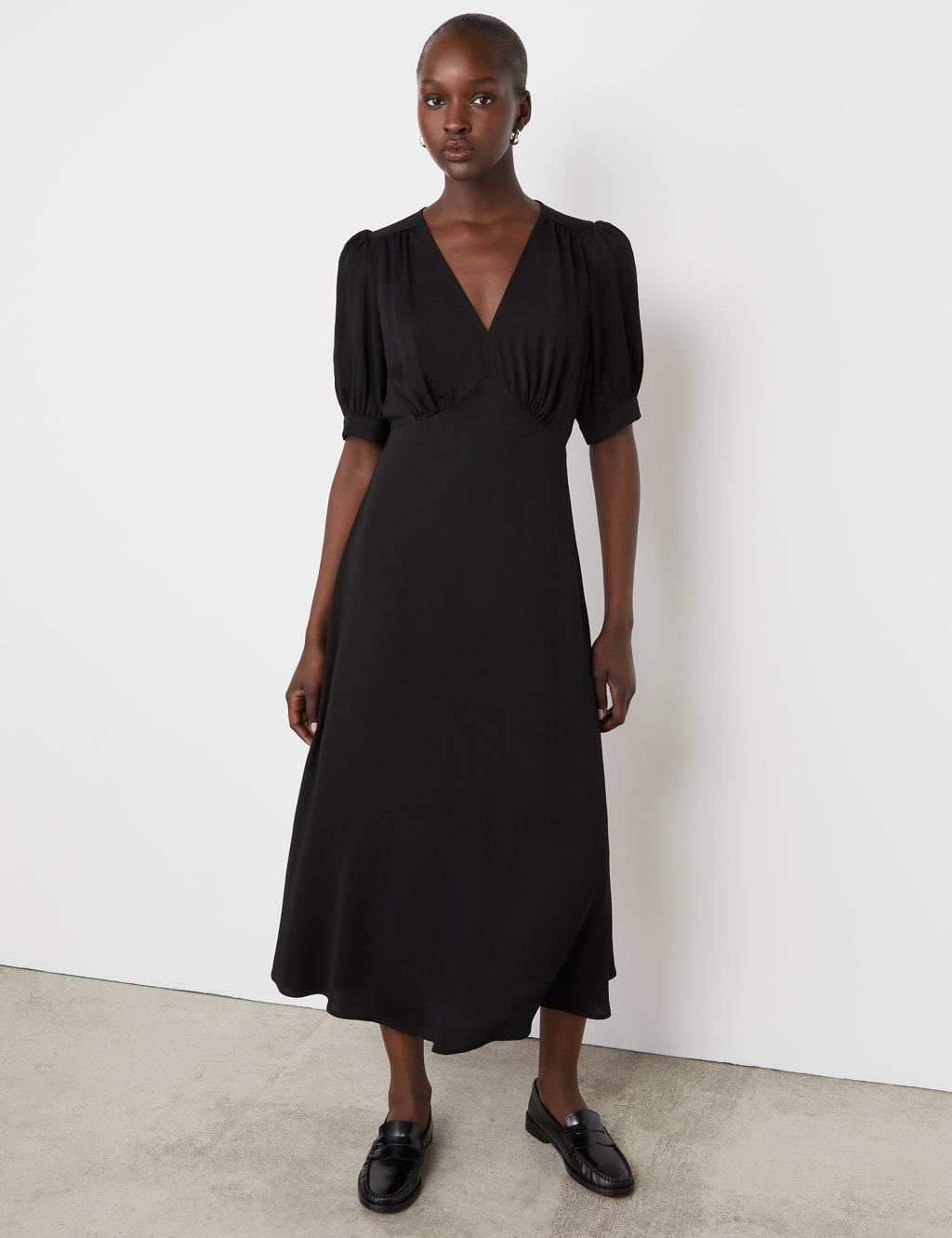 Crepe V Neck Midi Tea Dress Finery London M S