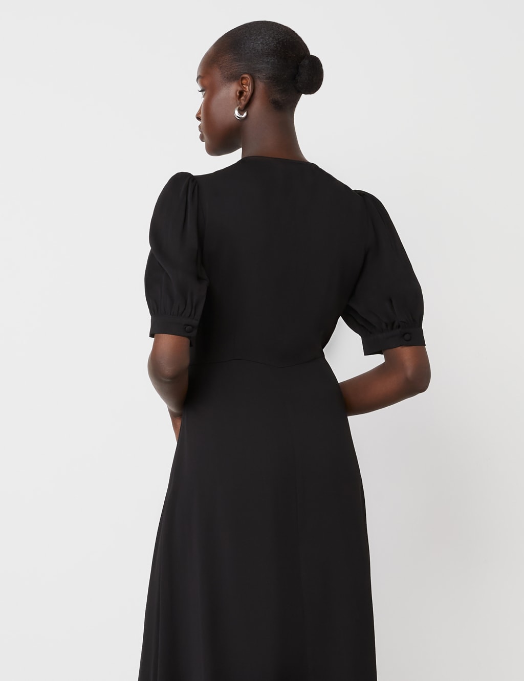 Crepe V-Neck Midi Tea Dress 3 of 4