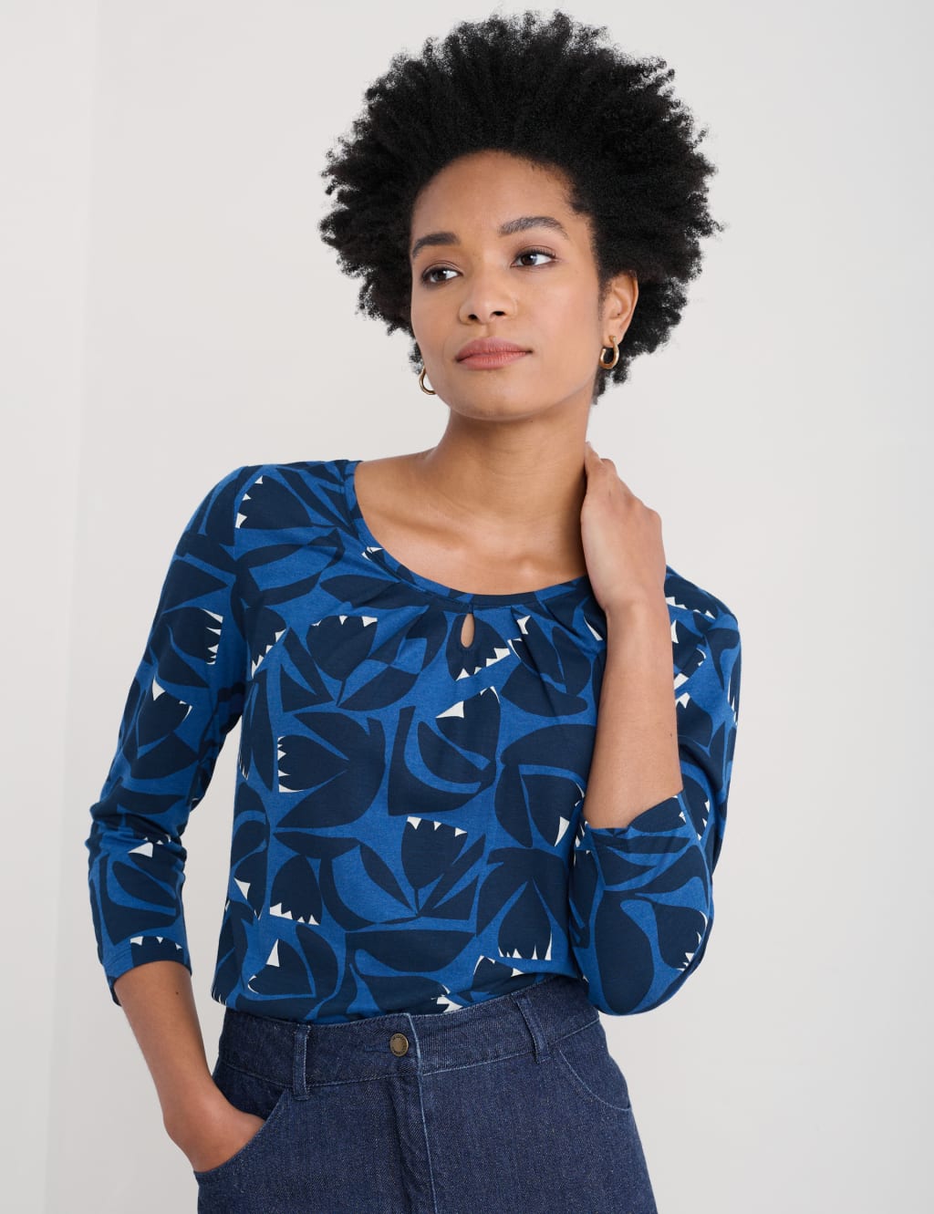 Cotton Blend Scoop Neck Top 3 of 4