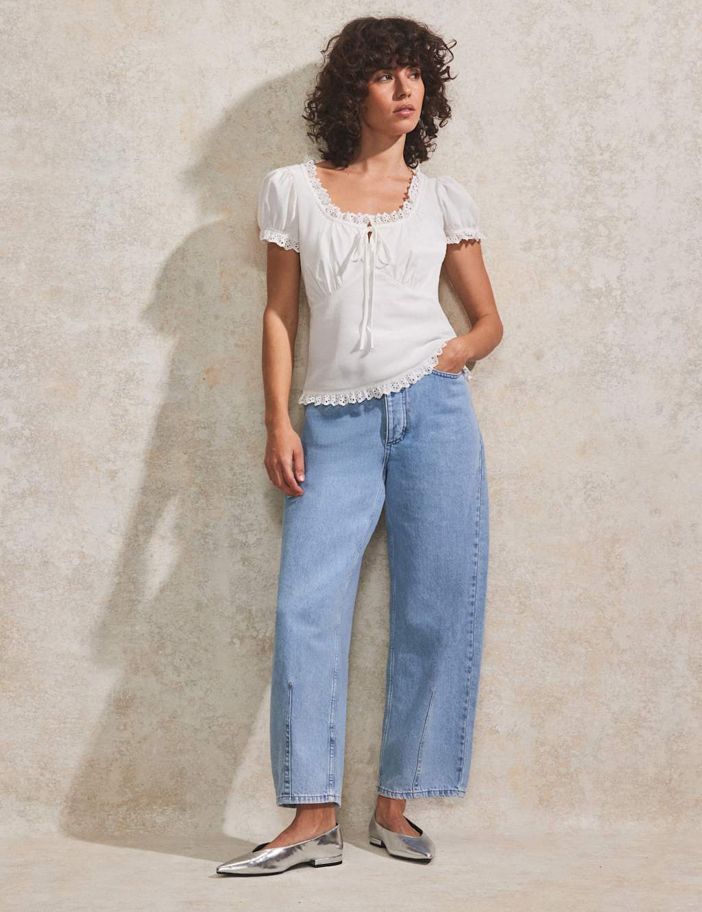 Pure Cotton Frill Detail Top 2 of 5