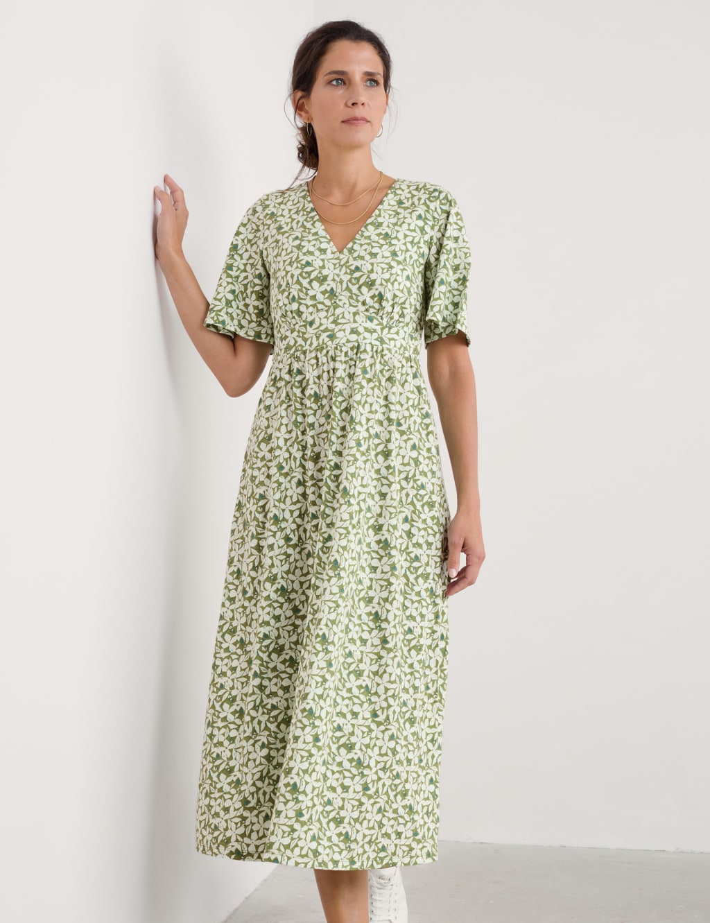Pure Cotton Floral Maxi Waisted Dress 3 of 4