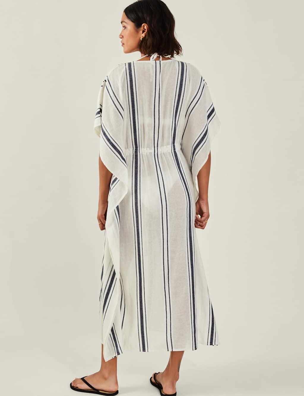 Pure Cotton Striped Beach Cover Up Kaftan 3 of 4