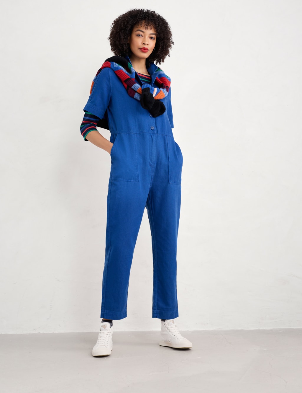 Linen Blend Cropped Jumpsuit 3 of 4