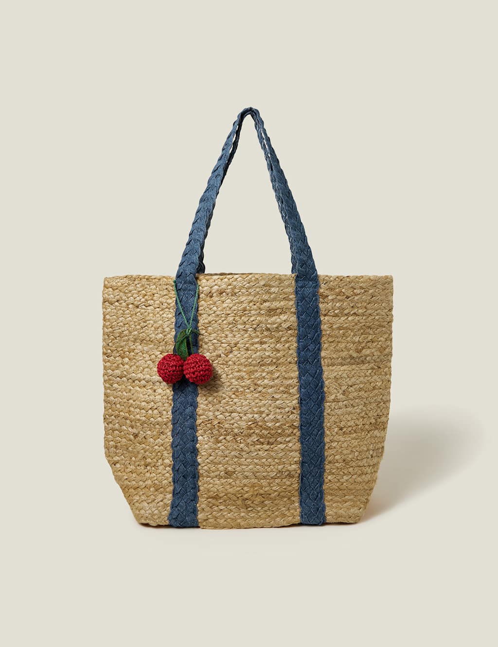 Jute Denim Strap Tote Bag 1 of 5