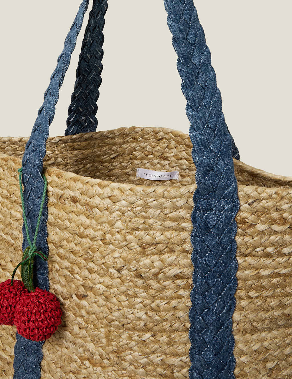 Jute Denim Strap Tote Bag 3 of 5