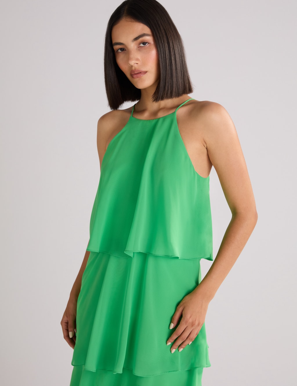 Chiffon Strappy Maxi Tiered Dress