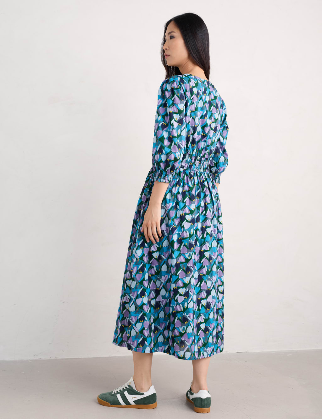 Pure Cotton Floral Midaxi Waisted Dress 3 of 4