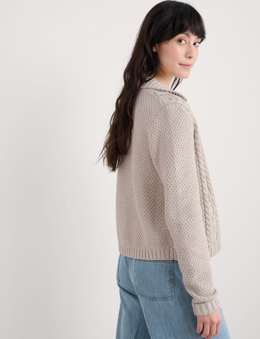 Pure Cotton Knitted Collared Button Front Cardigan 4 of 4