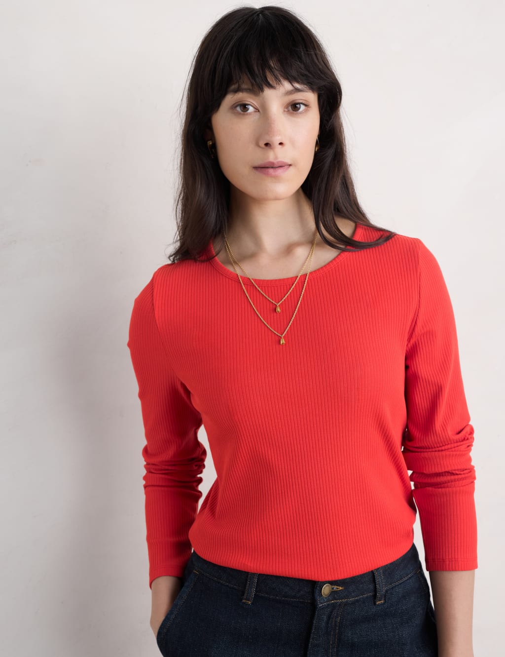 Cotton Rich Ribbed Fitted Top 1 of 4