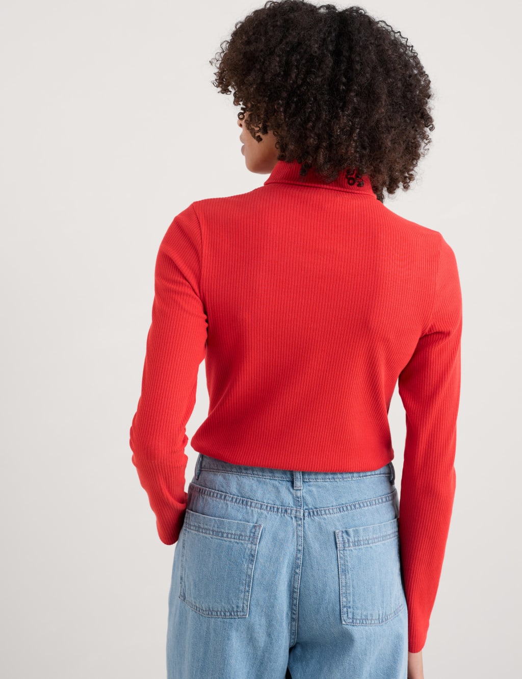 Cotton Rich Ribbed Roll Neck Slim Fit Top 4 of 4