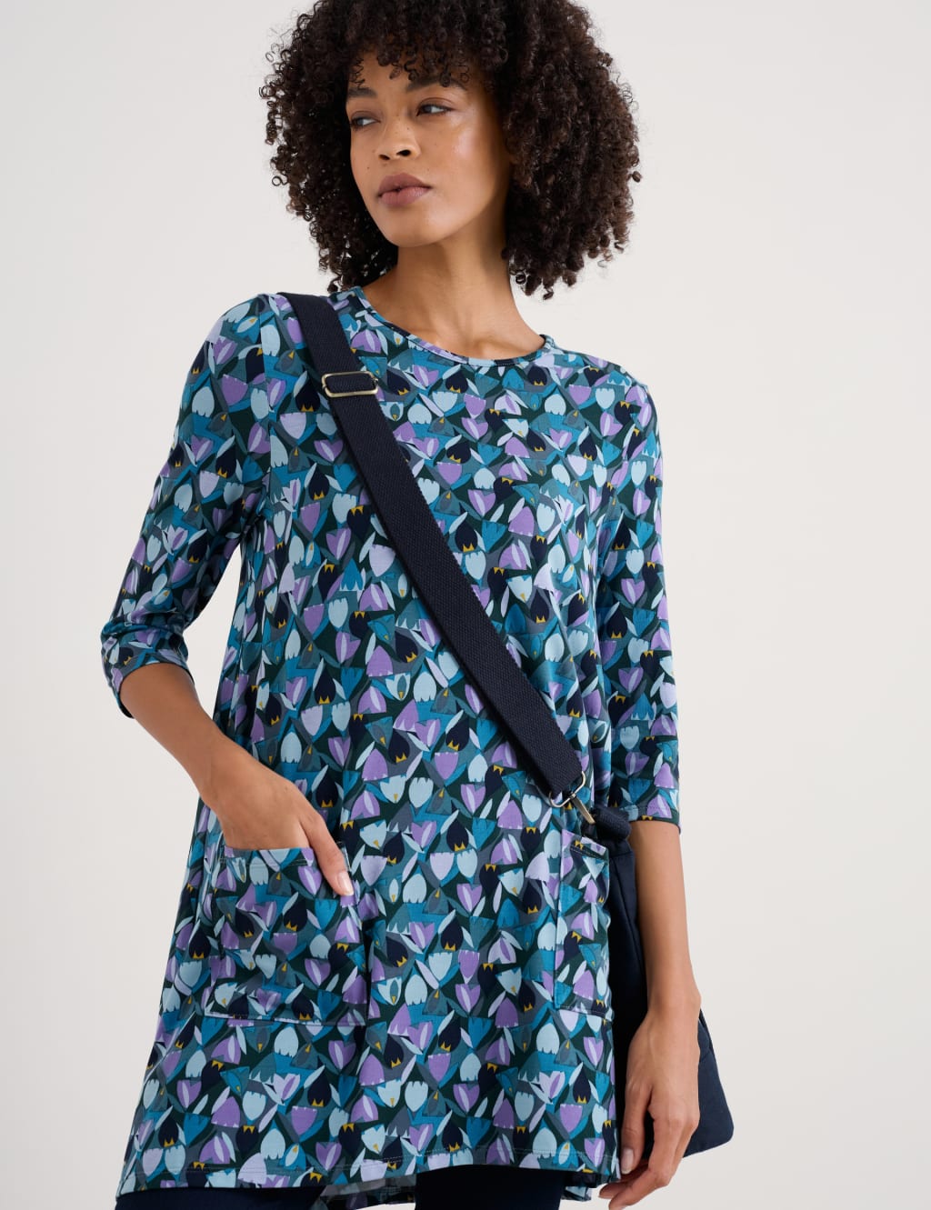 Cotton Blend Floral Scoop Neck Tunic 3 of 4