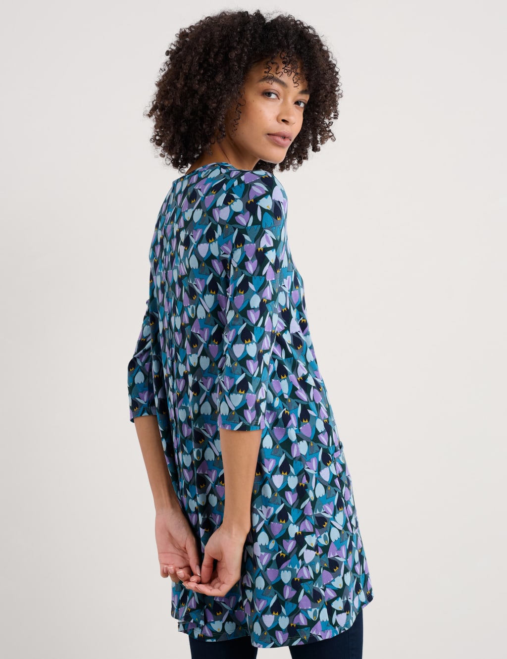 Cotton Blend Floral Scoop Neck Tunic 4 of 4