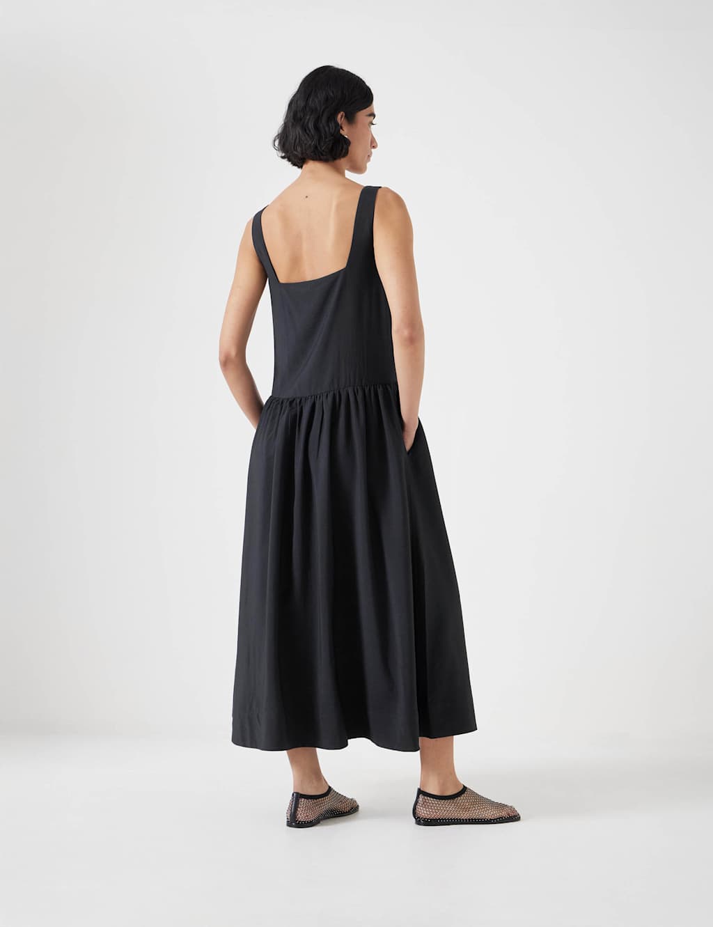 Square Neck Midi Waisted Dress 3 of 4