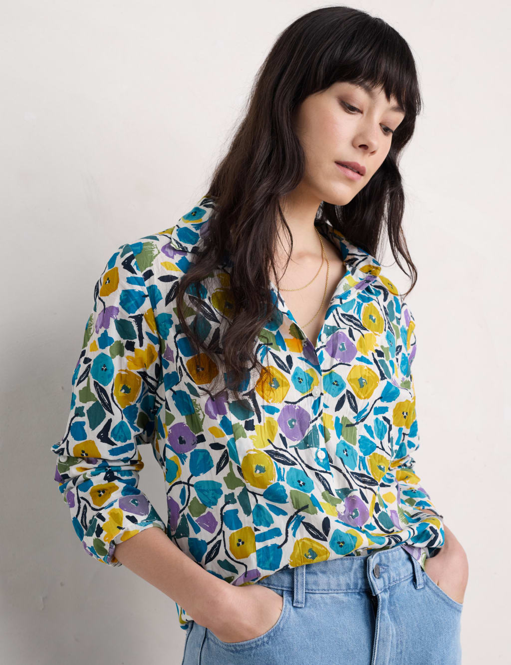 Pure Cotton Floral Collared Shirt 3 of 5