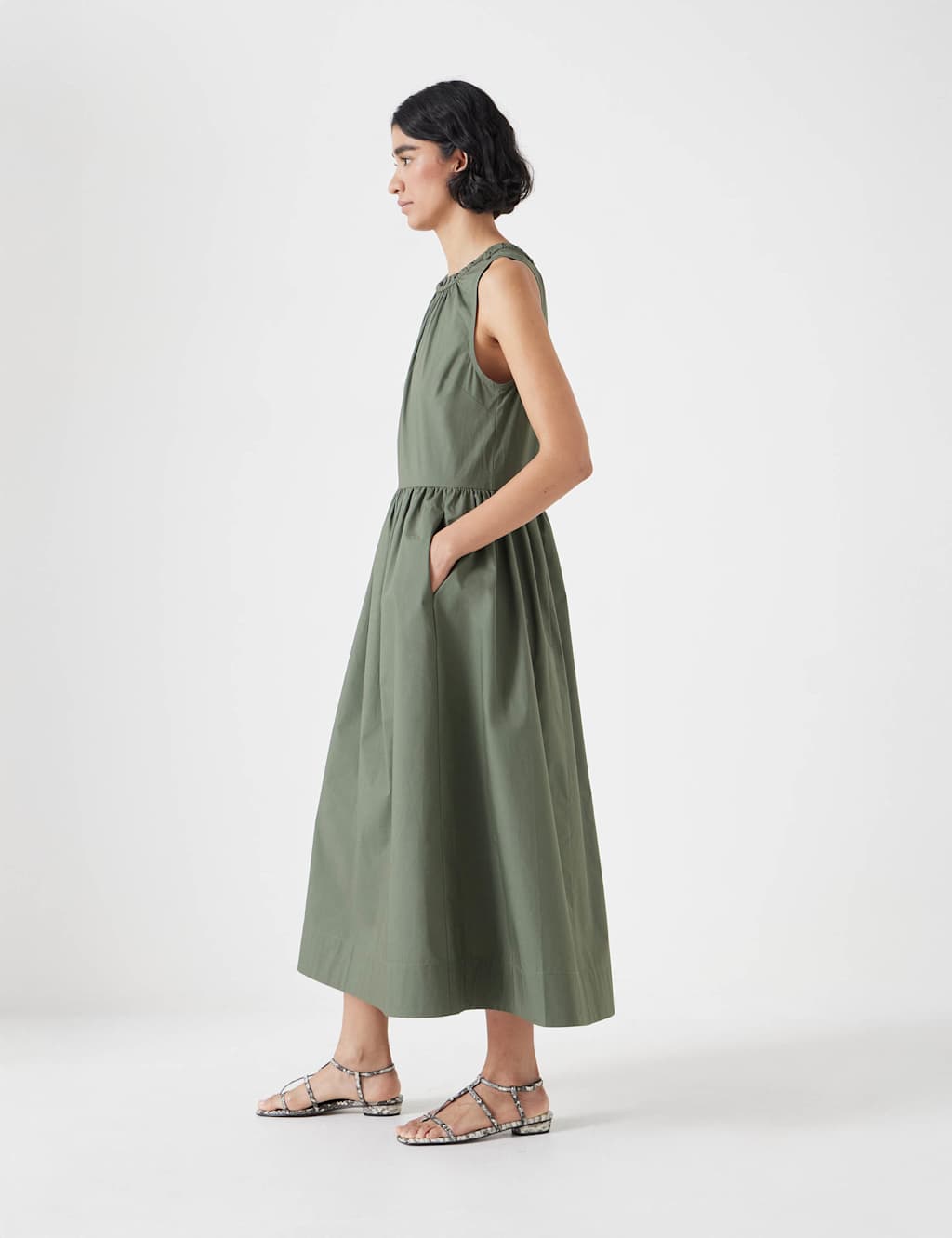 Pure Cotton Round Neck Maxi Waisted Dress 4 of 5