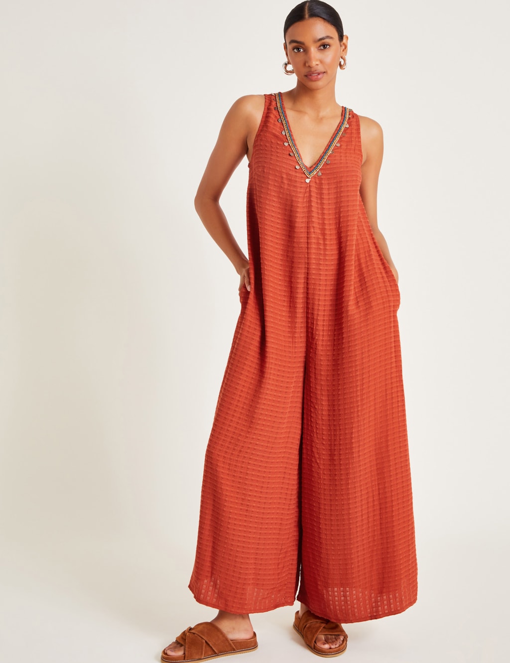 Monsoon gingham jumpsuit store