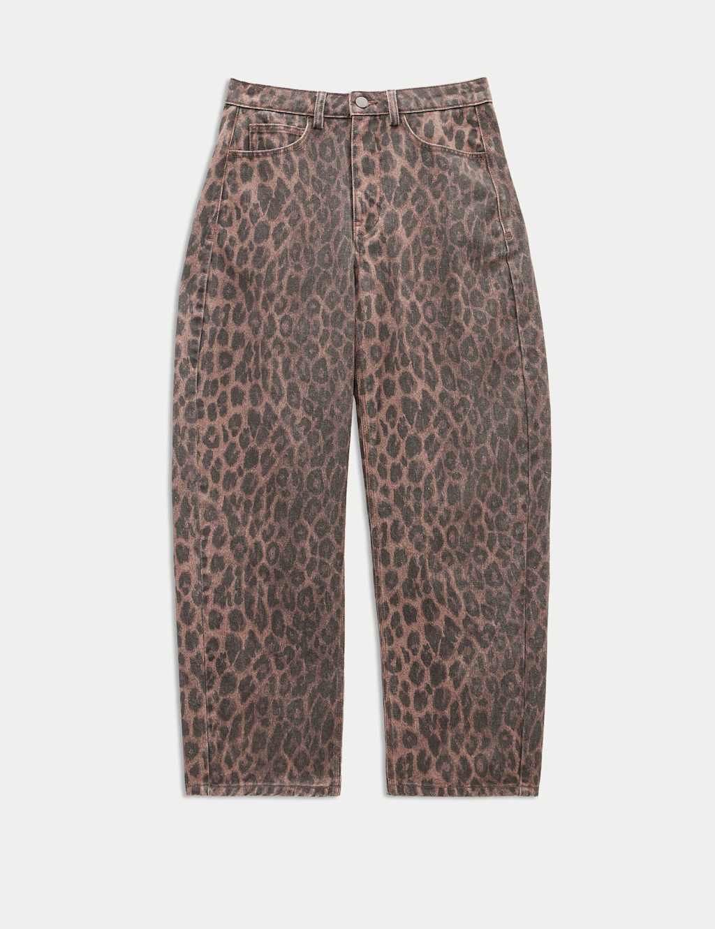 Pure Cotton Leopard Print Barrel Leg Jeans 2 of 5