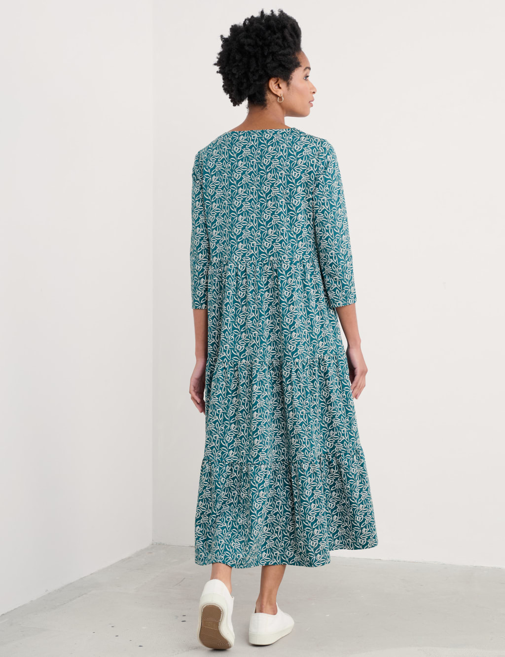 Pure Cotton Floral Midaxi Tiered Dress 4 of 4