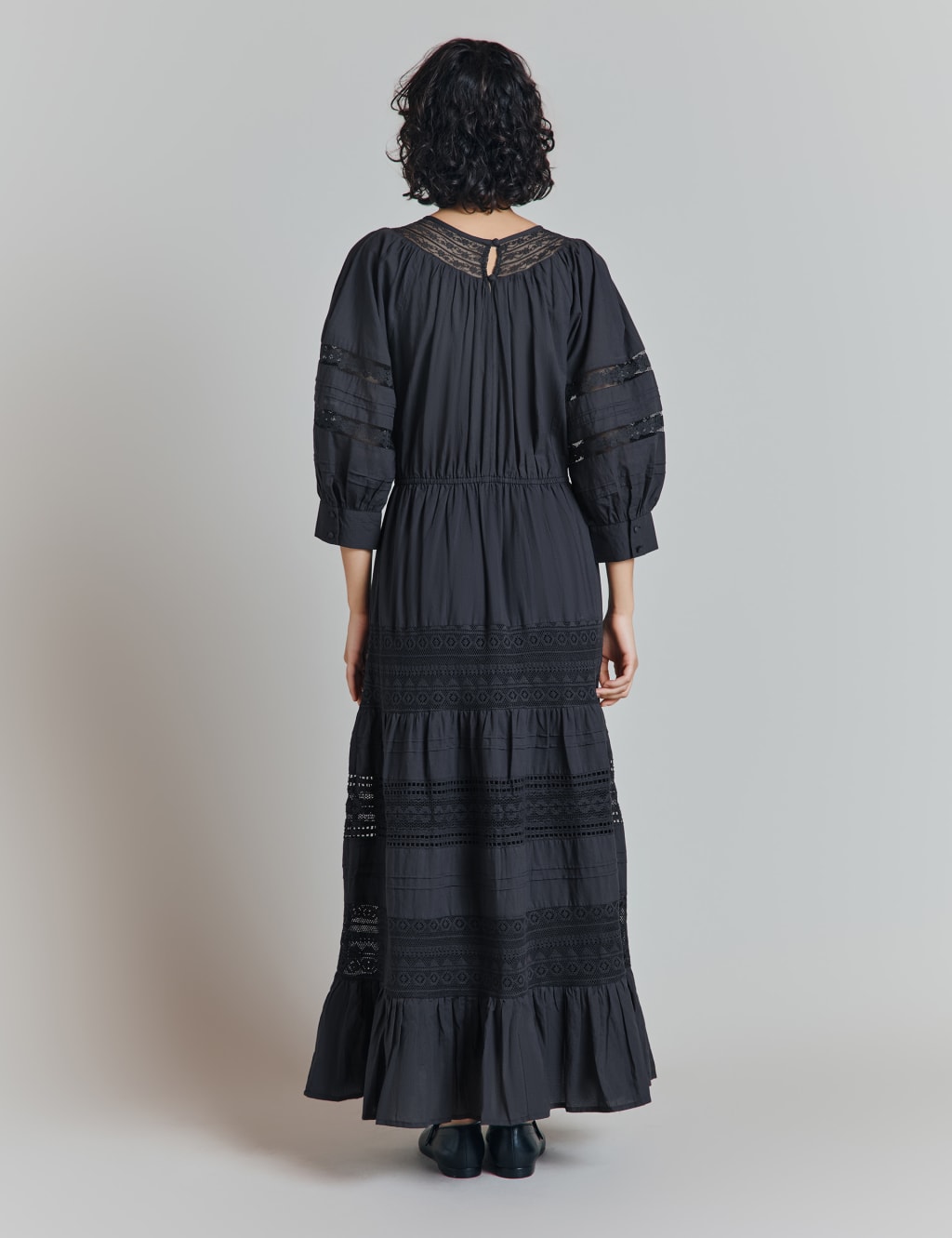 Pure Cotton Embroidered Midi Tiered Dress 3 of 4