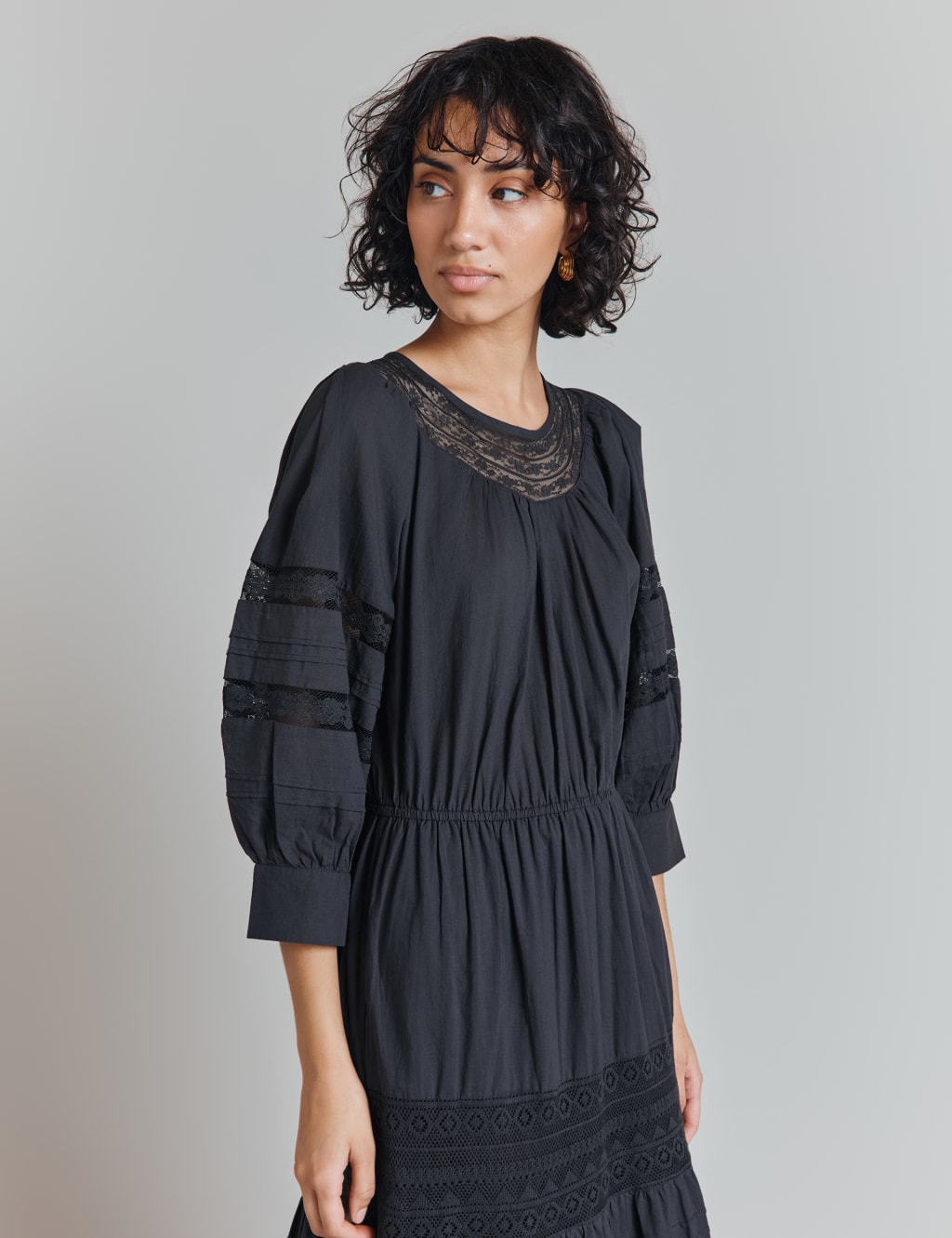 Pure Cotton Embroidered Midi Tiered Dress 4 of 4