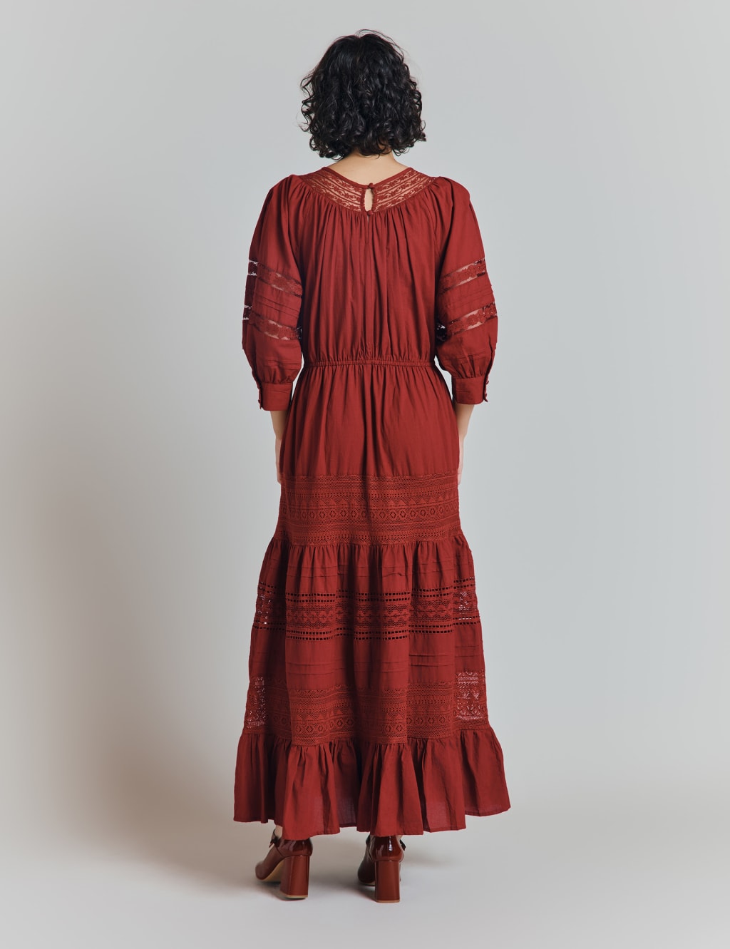 Pure Cotton Embroidered Midi Tiered Dress 3 of 4