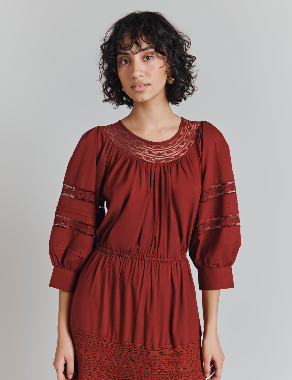 Pure Cotton Embroidered Midi Tiered Dress 4 of 4