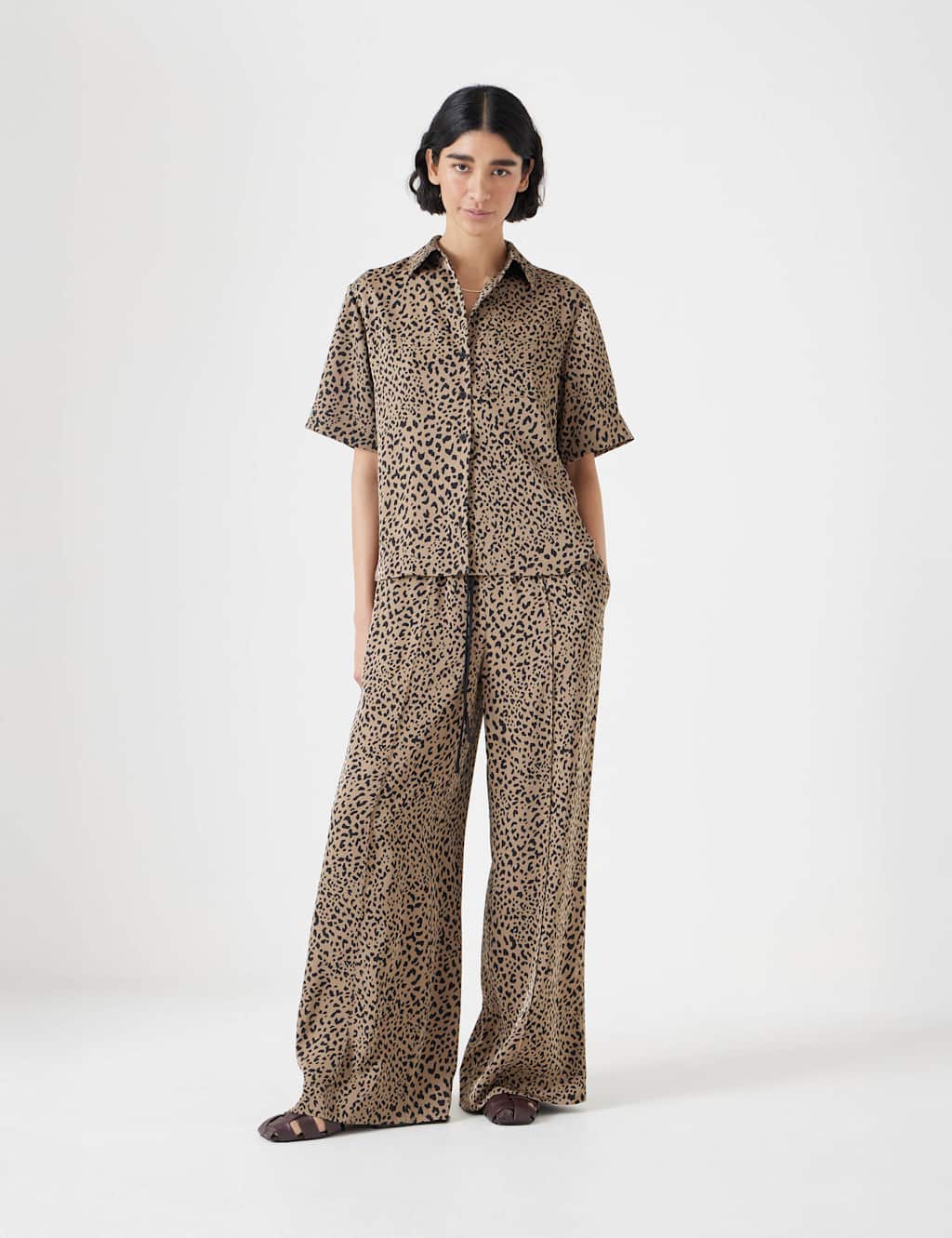 Satin Animal Print Collared Relaxed Shirt 3 of 4