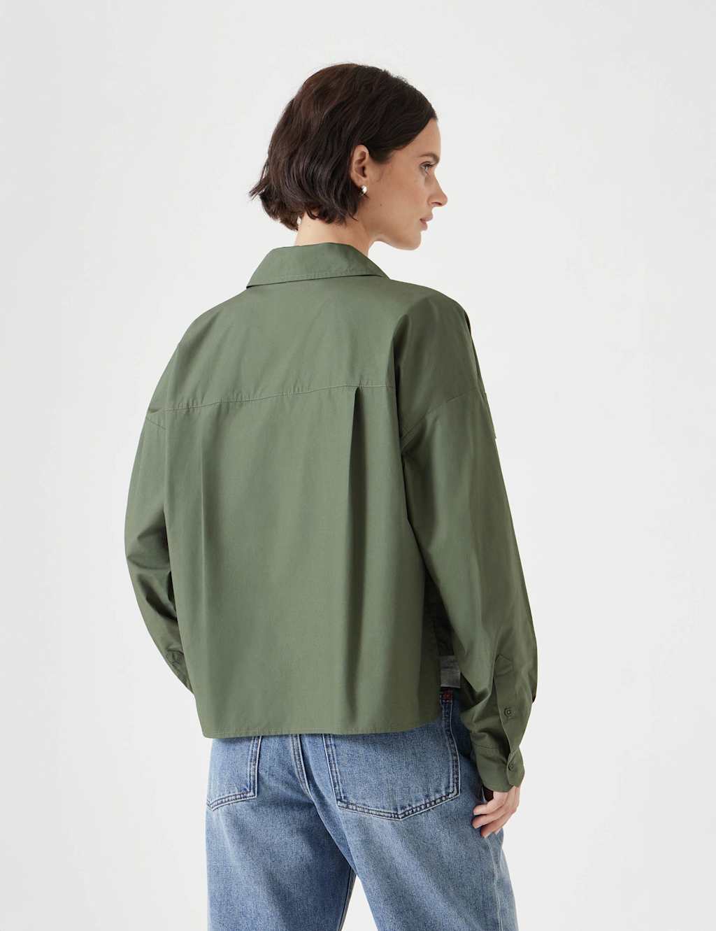 Pure Cotton Oversized Cropped Utility Shirt 3 of 5