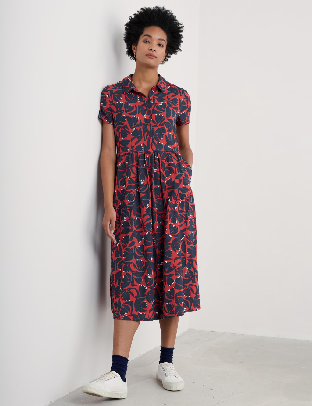 Pure Cotton Floral Midi Shirt Dress 3 of 4
