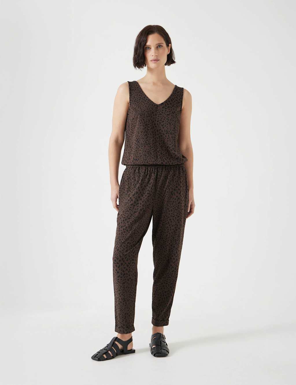 Jersey Animal Print Cropped Jumpsuit 1 of 5