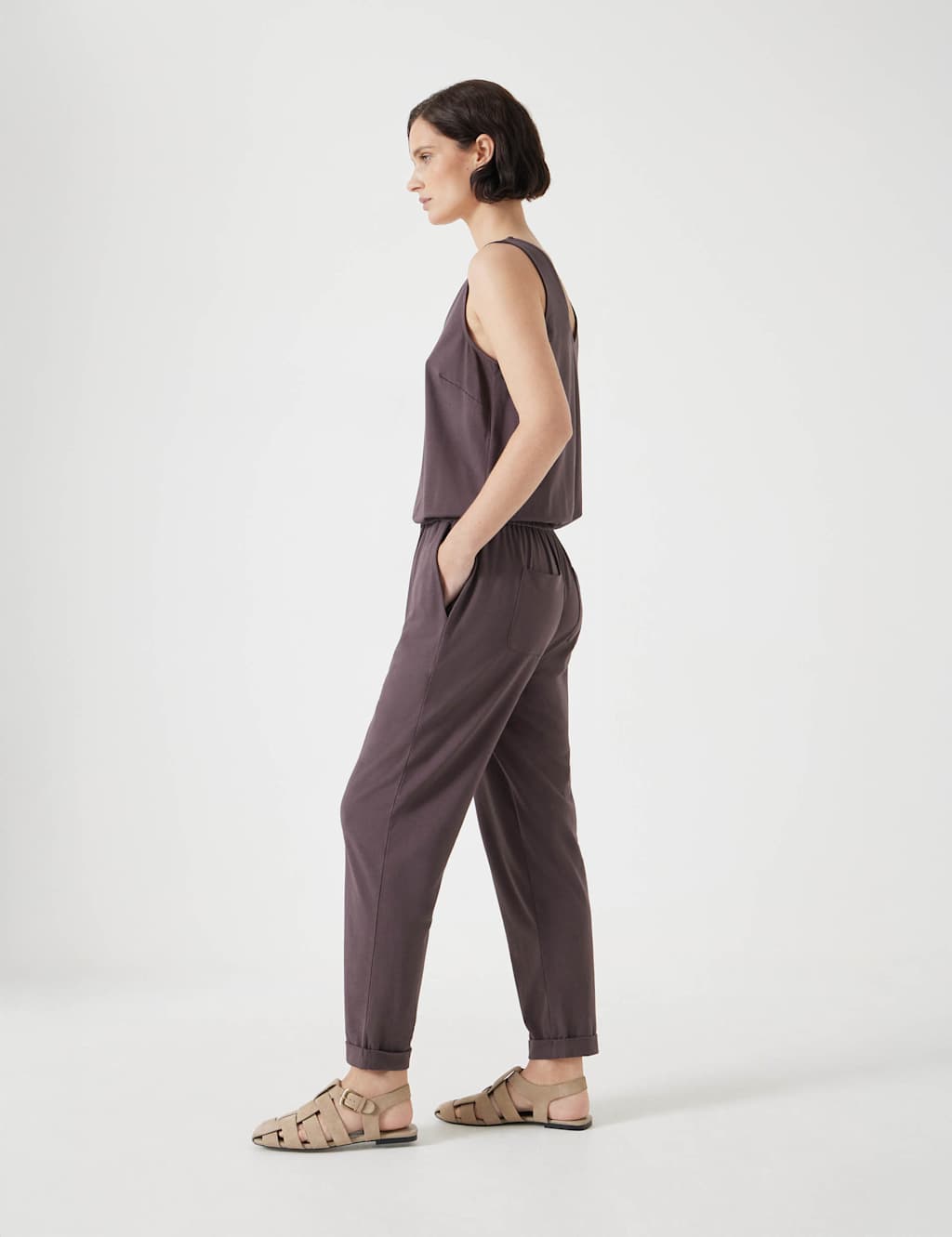 Cotton Blend Jersey Cropped Jumpsuit 3 of 5