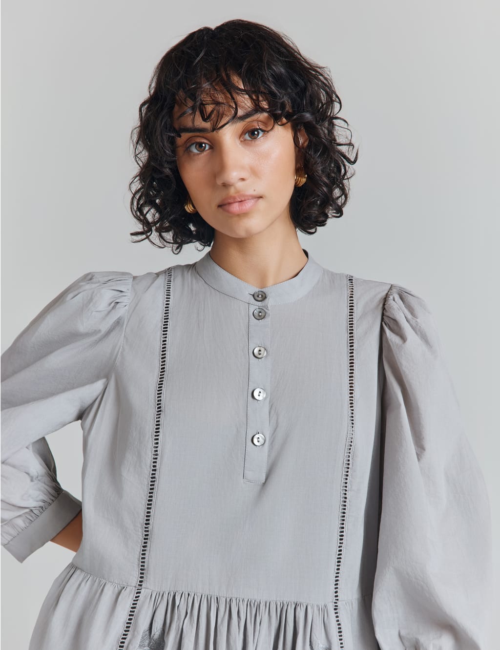 Pure Cotton Embroidered Midaxi Tea Dress Ghost M S
