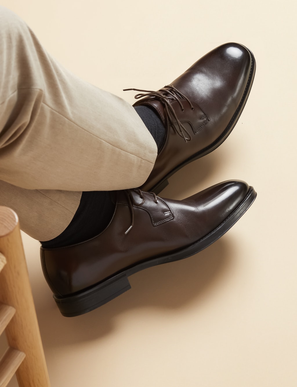 Wide Fit Leather Derby Shoes 1 of 7