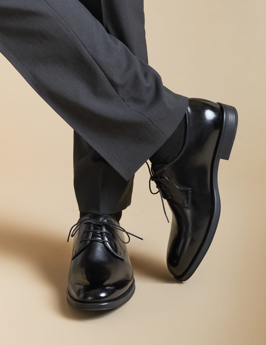 Wide Fit Leather Derby Shoes 1 of 7