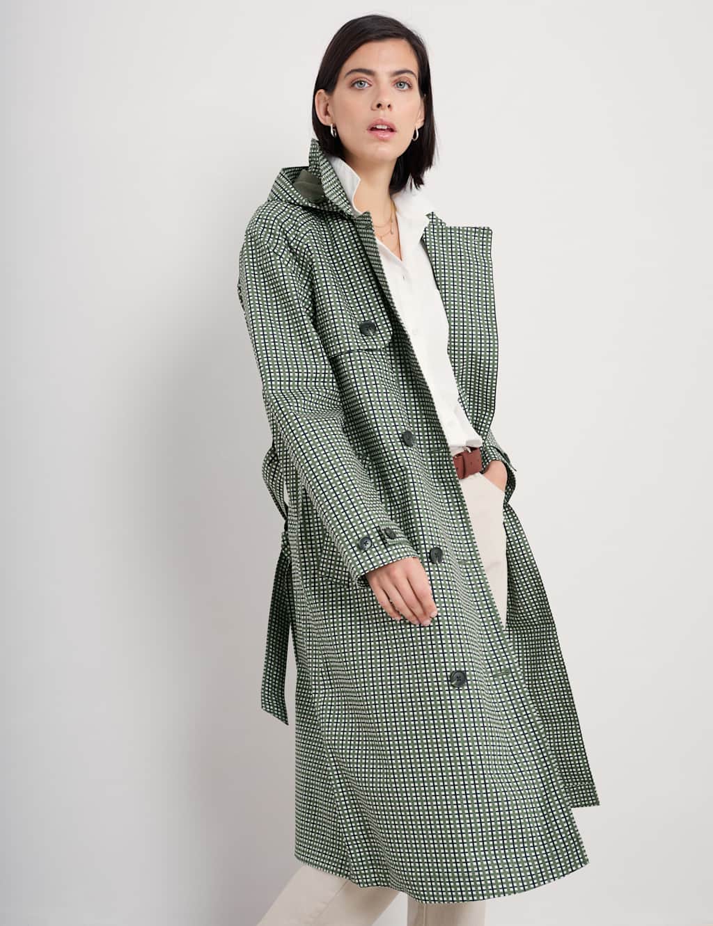 Pure Cotton Belted Hooded Longline Trench Coat 3 of 4