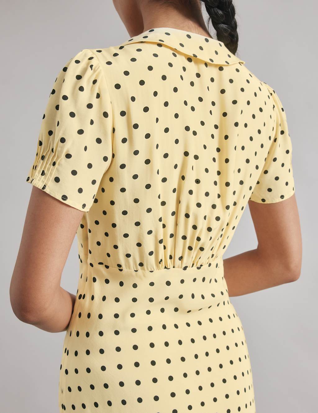 Spot Print Tie Neck Mini Shift Dress 3 of 5