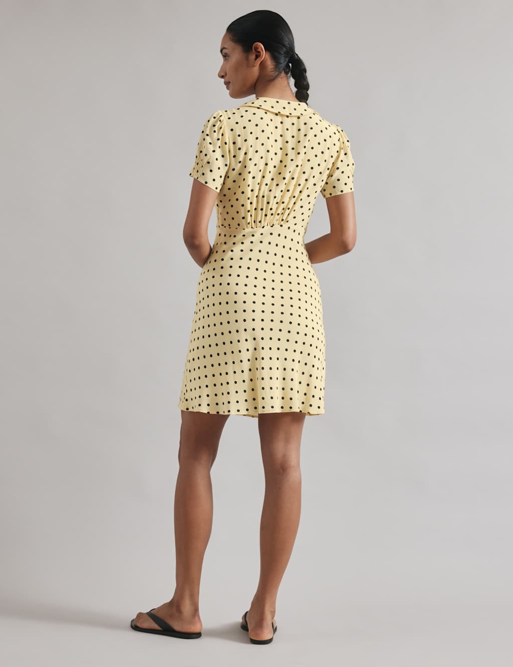 Spot Print Tie Neck Mini Shift Dress 5 of 5