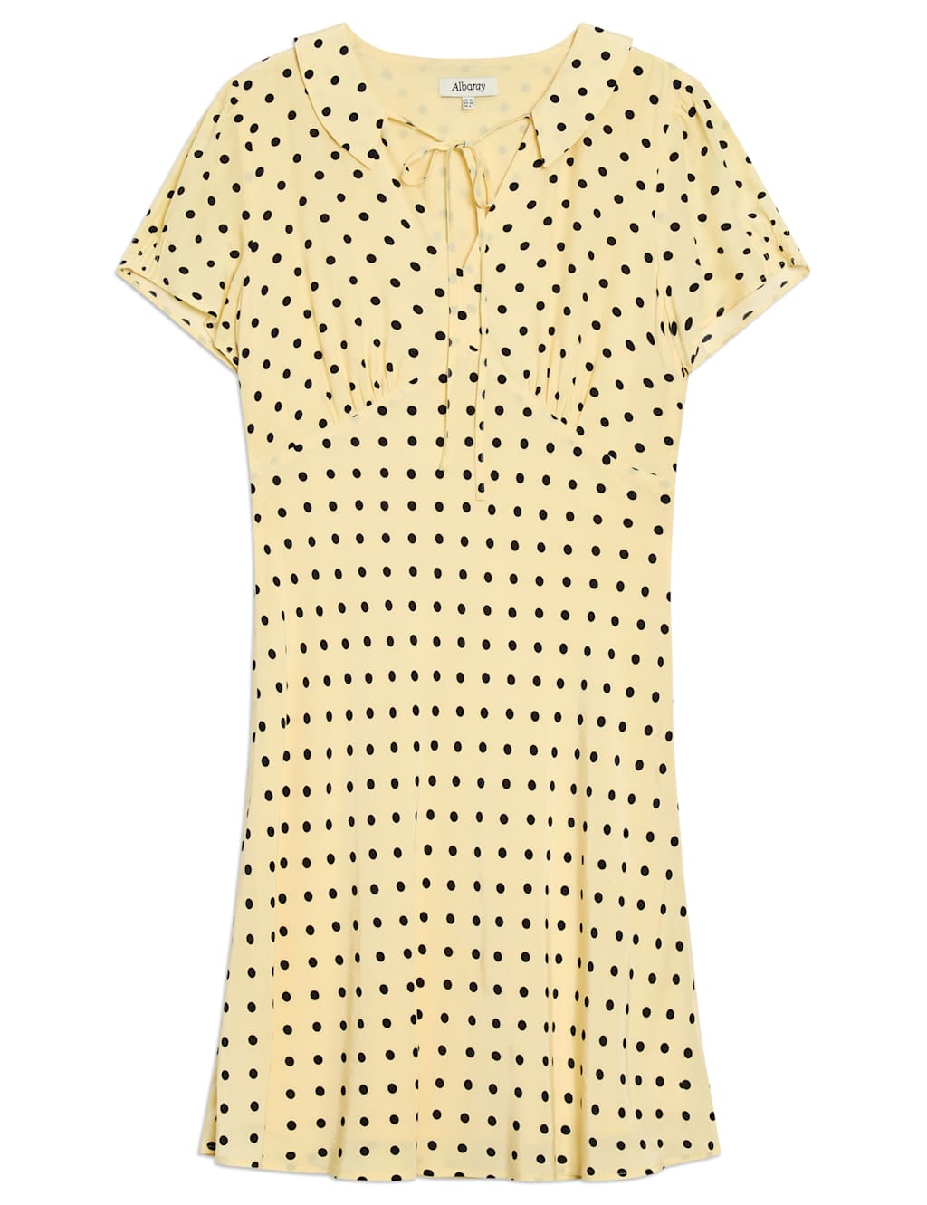 Spot Print Tie Neck Mini Shift Dress 2 of 5