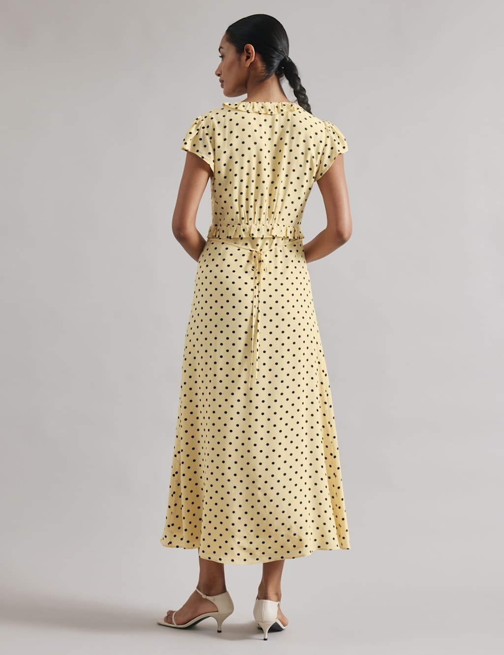 Spot Print V-Neck Midi Skater Dress 3 of 7