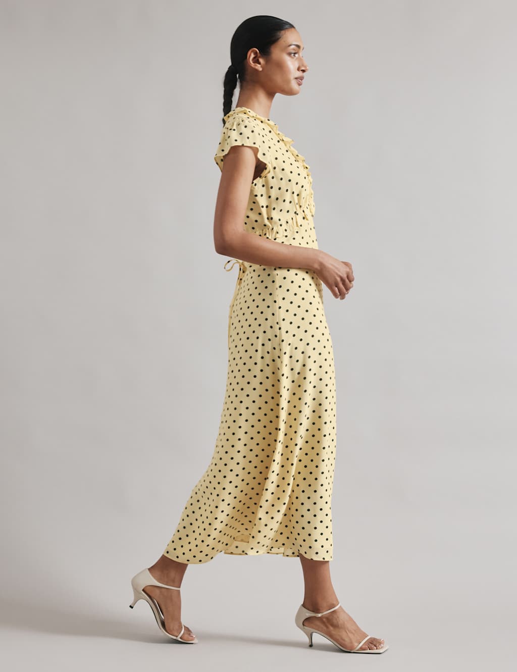 Spot Print V-Neck Midi Skater Dress 4 of 7
