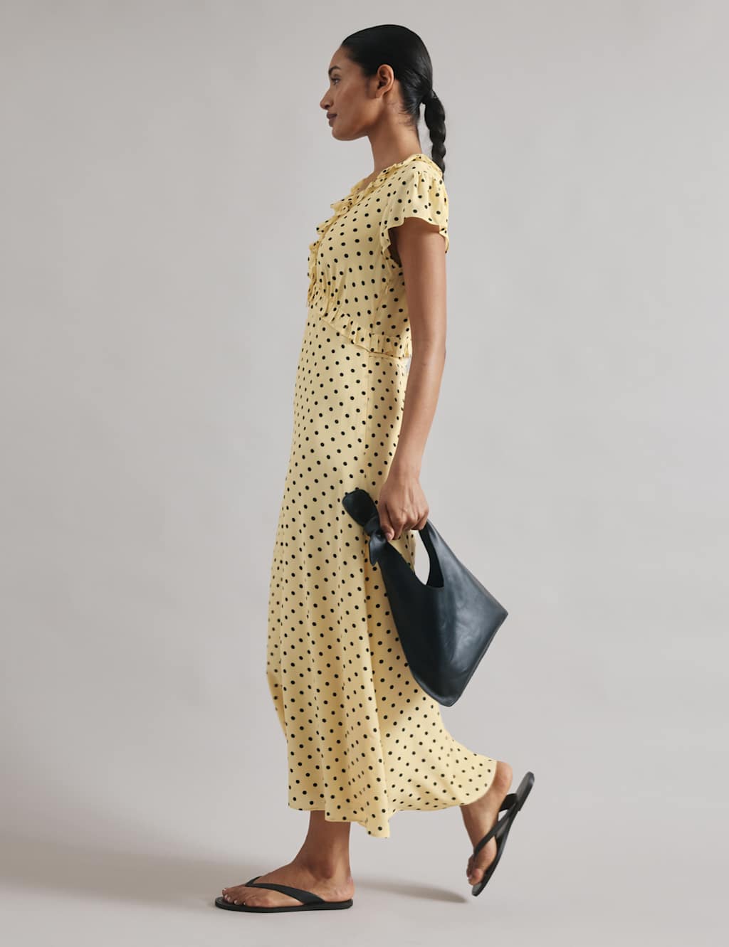 Spot Print V-Neck Midi Skater Dress 6 of 7